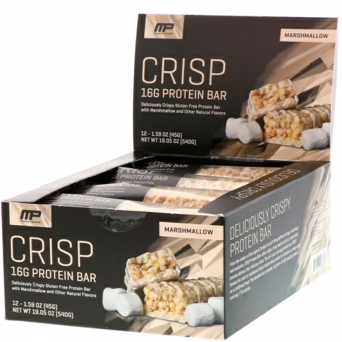 MusclePharm, Протеиновый батончик Combat Crisp с маршмэллоу, 12 штук по 1,59 унц. (45 г)