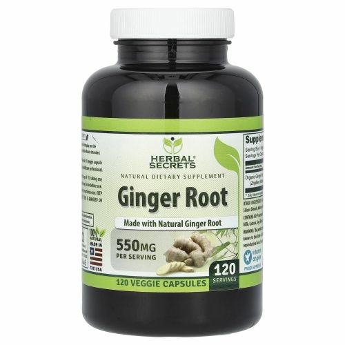 Herbal Secrets, Корень имбиря, 550 мг, 120 растительных капсул