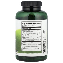 Swanson, Кайенский перец с корневищем имбиря, ягодами боярышника и лецитином, 250 растительных капсул