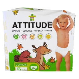 ATTITUDE, Экологичные подгузники, Junior, размер 5, 27+ фунтов (12+ кг), 22 подгузника