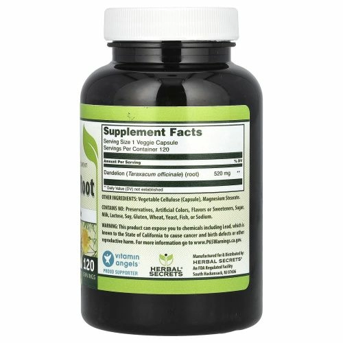 Herbal Secrets, Корень одуванчика, 520 мг, 120 растительных капсул
