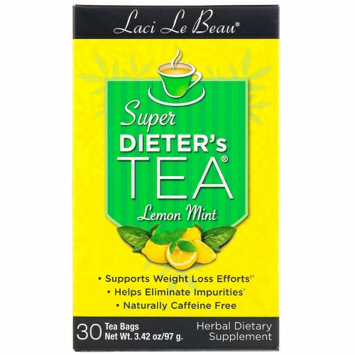 Natrol, Laci Le Beau, Super Dieter's Tea, Лимон и мята, 30 чайных пакетиков, 75 г