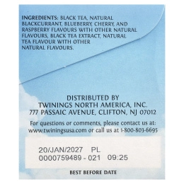 Twinings, холодный чай со льдом, черный чай, без сахара, со вкусом ягод, 20 порционных чайных пакетиков, 40 г (1,41 унции)