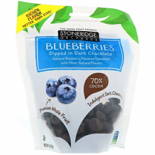 Stoneridge Orchards, Черника, в темном шоколаде, 5 унций (142 г)