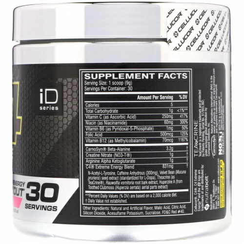 Cellucor, C4 Extreme Energy, предтренировочный, клубника и киви, 9,52 унц. (195 г)