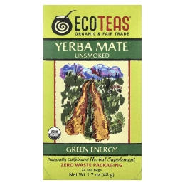 EcoTeas, йерба мате, «зеленая энергия», без копчения, 24 чайных пакетика, 48 г (1,7 унции)