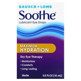Bausch & Lomb, Soothe, смазывающие глазные капли, максимальное увлажнение, 15 мл (0,5 жидк. Унции)