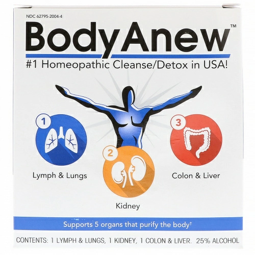 MediNatura, BodyAnew, гомеопатическое очищающее и детоксикационное средство, 3 бутылочки, каждая 1,69 ж.унц. (50 мл)