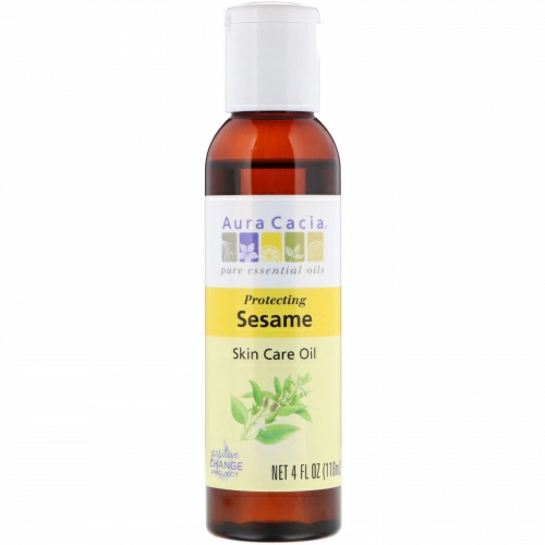 Aura Cacia, Масло для натурального ухода за кожей, кунжутная защита, 4 жидких унции (118 мл)