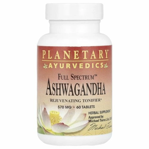 Planetary Herbals, Аюрведическое средство, Ашваганда полного спектра, 570 мг, 60 таблеток