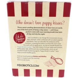 Fidobiotics, Fried Chicken And Waffles, Puppy Breath Crusher, Probiotic Supplement For Fido, 500 Million CFUS, For Dogs, 50 Tablets