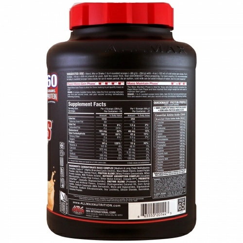ALLMAX Nutrition, QuickMass, Weight Gainer, Rapid Mass Gain Catalyst, Vanilla, 6 lbs (2.72 kg)
