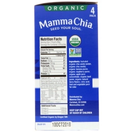 Mamma Chia, Органический сок чиа, энергетическая закуска, малина, 4 бутылки, 3,5 унций (99 г).