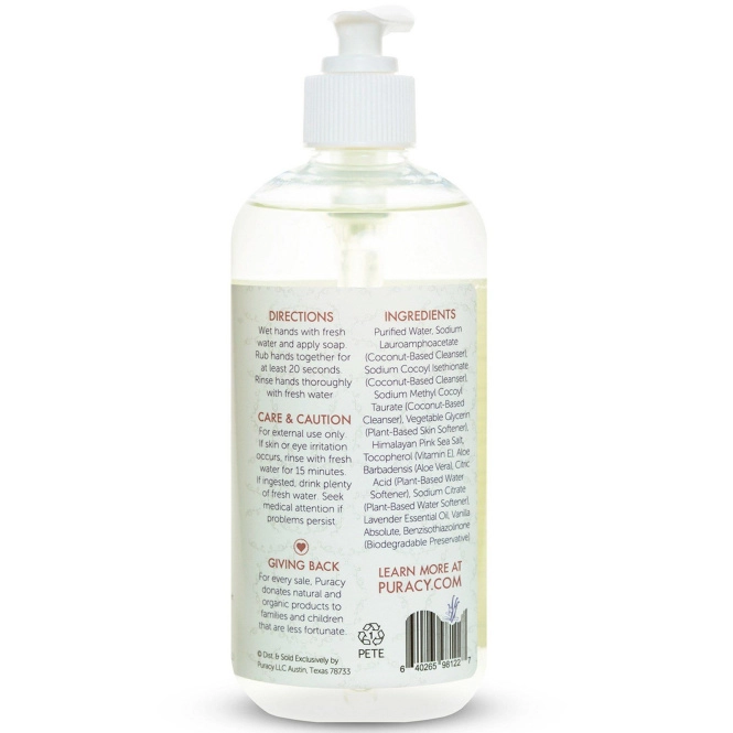 Puracy, Натуральное мыло для рук, 12 жидких унций (355 мл)