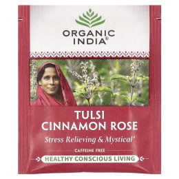 Organic India, чай с тулси и корицей, без кофеина, 18 пакетиков для заваривания, 32,4 г (1,14 унции)
