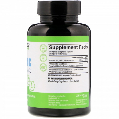 Zenwise Health, Липосомный витамин C с Quali-C, 180 вегетарианских капсул