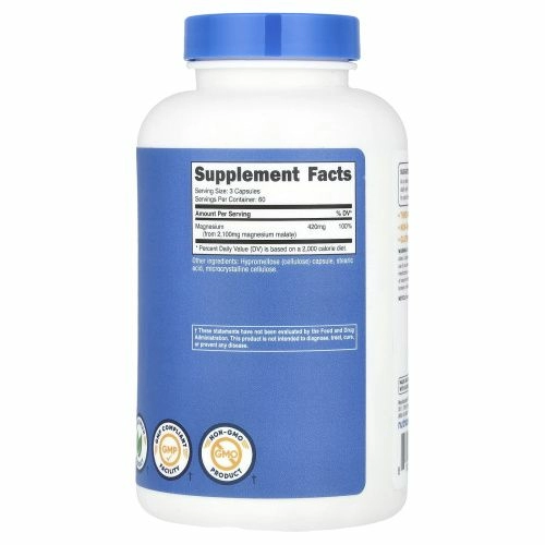 Nutricost, Малат магния, 2100 мг, 180 капсул (700 мг на капсулу)