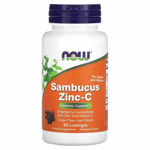 Now Foods, цинк с витамином С и бузиной, 60 пастилок