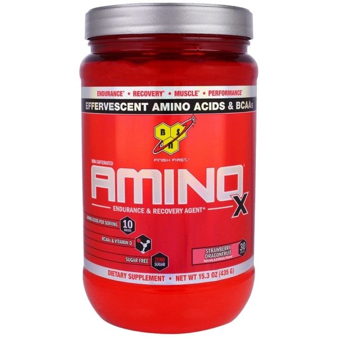 BSN, "Амино-X", средство для выносливости и восстановления со вкусом клубники и питайи, 15,3 унции (435 г)