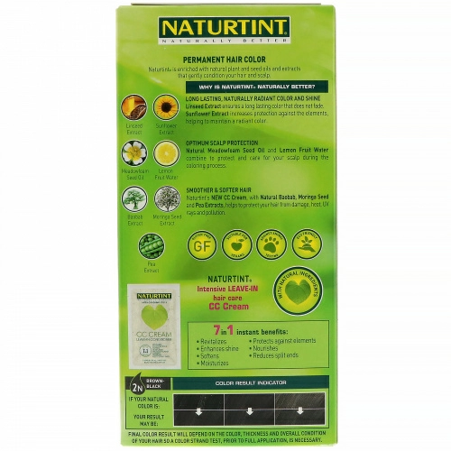 Naturtint, Перманентная краска для волос, 2N коричнево-черная, 165 мл