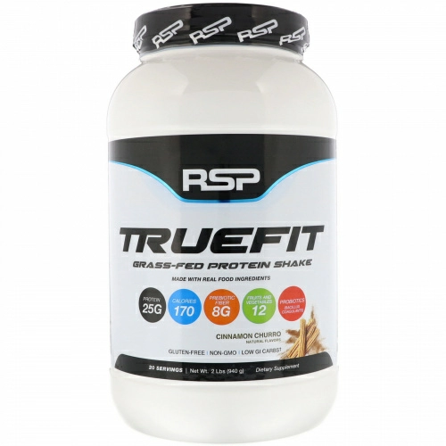 RSP Nutrition, Truefit, Grass-fed Protein Shake, Cinnamon Churro, 2 lbs (940 g)