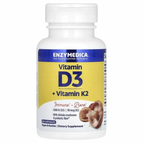 Enzymedica, Сделано с органическим D3 + витамином K2 60 капсул