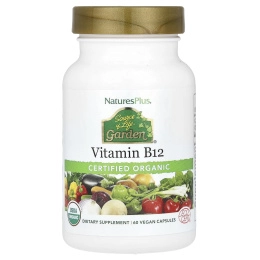 NaturesPlus, Source of Life® Garden, сертифицированный органический витамин B12, 60 веганских капсул