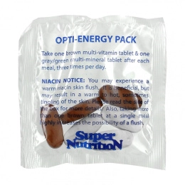 Super Nutrition, Opti-Energy Pack, мультивитаминная / минеральная добавка, без железа, 30 пакетиков (6 таблеток в каждом)