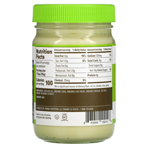Primal Kitchen, Майонез с маслом авокадо, 355 мл (12 fl oz)