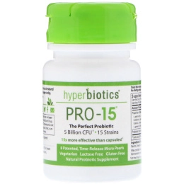 Hyperbiotics, Pro-15, Идеальный пробиотик, 5 млрд КОЕ, 8 таблеток