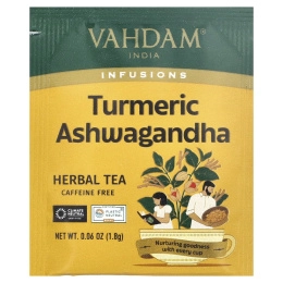 VAHDAM India, Infusions, куркума и ашваганда, без кофеина, 18 пакетиков для заваривания, 32,4 г (1,14 унции)