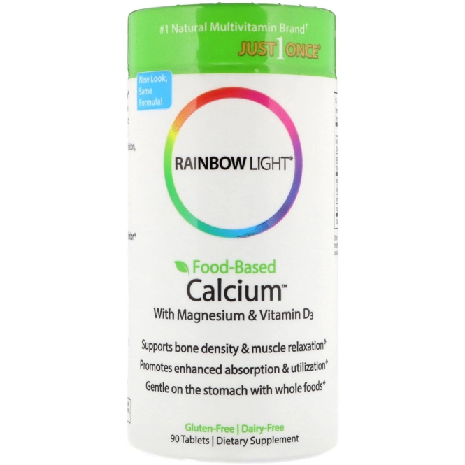 Rainbow Light, Пищевой кальций с магнием и витамином D3, 90 таблеток