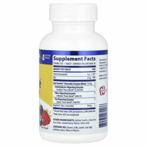 Enzymedica, Жевательные Таблетки для Снижения Кислотности, Ягодный Вкус, 60 Таблеток