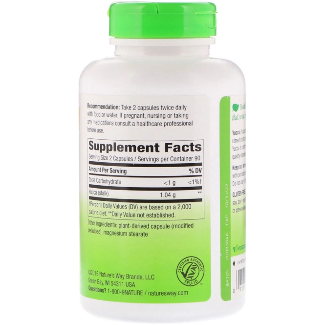 Nature's Way, Стебель юкки, 520 мг, 180 растительных капсул