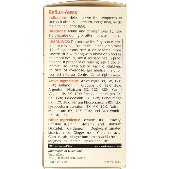 NaturalCare, Reflux-Away, 60 капсул