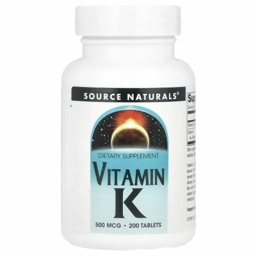 Source Naturals, Витамин K, 500 мкг, 200 таблеток