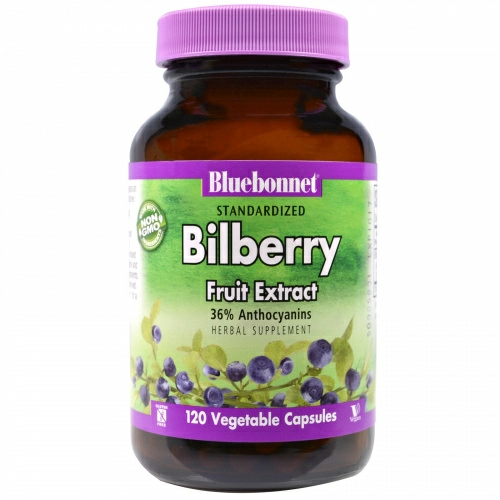 Bluebonnet Nutrition, Стандартизированный экстракт плодов черники, 120 капсул в растительной оболочке