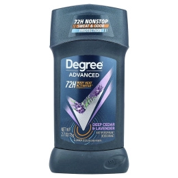 Degree, Advanced, 72H Body Heat Activated™, дезодорант-антиперспирант, насыщенный кедр и лаванда, 76 г (2,7 унции)