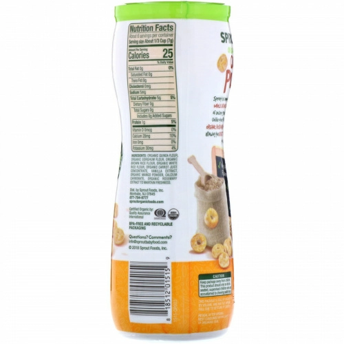 Sprout Organic, Quinoa Puffs, Carrot Mango, 1.5 oz (43 g)