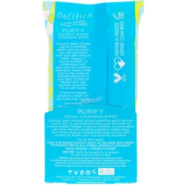 Pacifica, Purify Facial Cleansing Wipes, All Skin Types, 30 Pre-Moistened Natural Towelettes