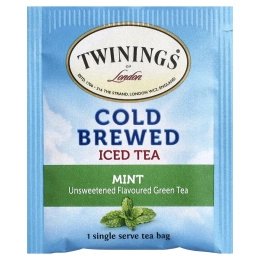 Twinings, холодный чай со льдом, зеленый чай, несладкий, с мятой, 20 порционных чайных пакетиков, 40 г (1,41 унции)