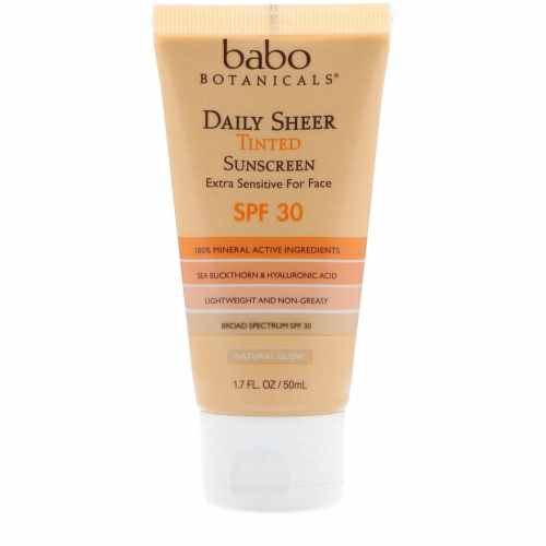 Babo Botanicals, Ежедневный прозрачный, солнцезащитный крем с оттенком, фактор защиты SPF 30, 50 мл