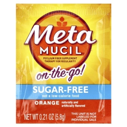Metamucil, On-The-Go, 4 в 1 клетчатка, апельсин, без сахара, 30 пакетиков с порошком по 5,8 г (0,21 унции)