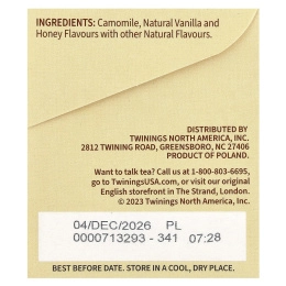 Twinings, Ароматизированный травяной чай, ромашка, мед и ваниль, без кофеина, 20 чайных пакетиков, 32 г (1,13 унции)