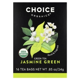 Choice Organic Teas, зеленый чай, зеленый жасмин, 16 чайных пакетиков, 24 г (0,85 унции)