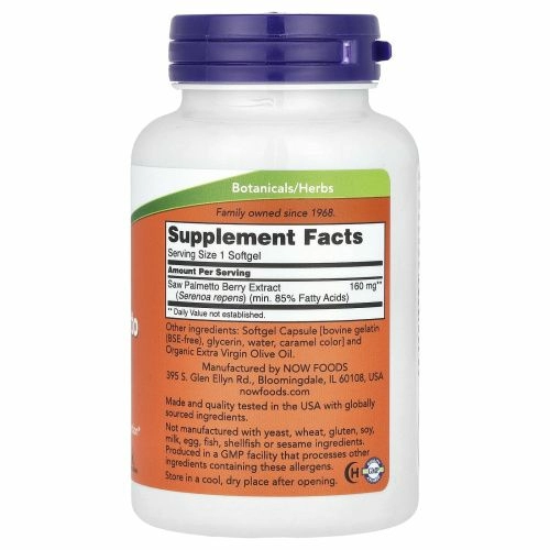 Now Foods, Экстракт пальмы сереноа, 160 мг, 240 гелевых капсул