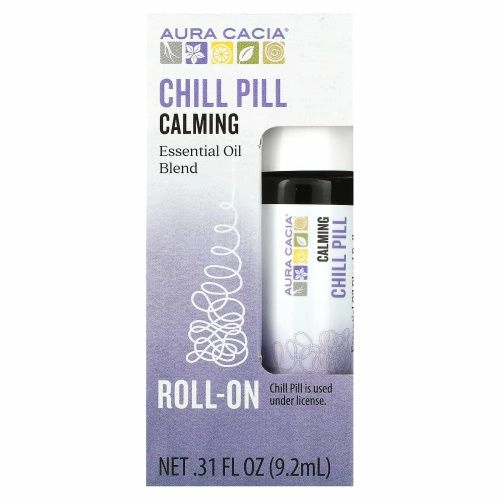 Aura Cacia, Смесь эфирного масла, расслабляющий роликовый аппликатор, успокоительное, 0,31 жидкие унции (9,2 мл)