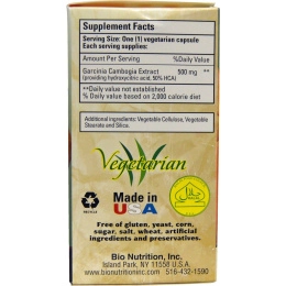 Bio Nutrition, Гарциния камбоджийская, 500 мг, 60 капсул на растительной основе
