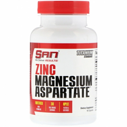 SAN Nutrition, Цинк и магния аспартат, 90 капсул