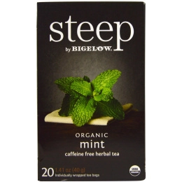 Bigelow, Стип, органический травяной чай без кофеина, мята, 20 пакетиков, 1,41 унции (40 г)
